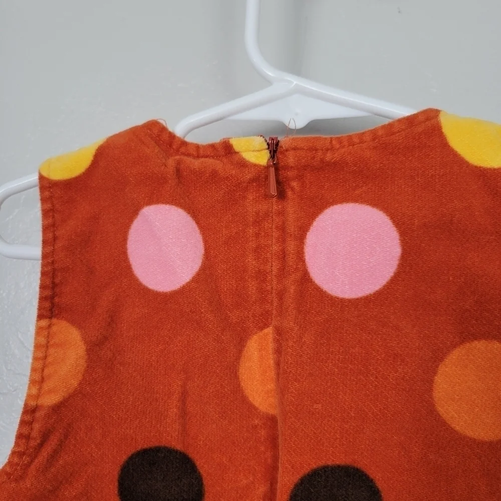 Gymboree Little Girls 4 Orange Sleeveless Corduroy Dress Colorful Polka Dots